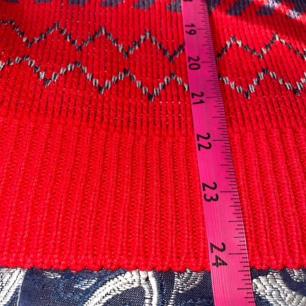 Stefano International Vintage Red Geometric Southwestern Mock Neck Sweater Small